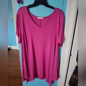 LARACE Women's 2X PINK BOHO TUNIC RAYON POINTED SCALLOP HEM Excellent!